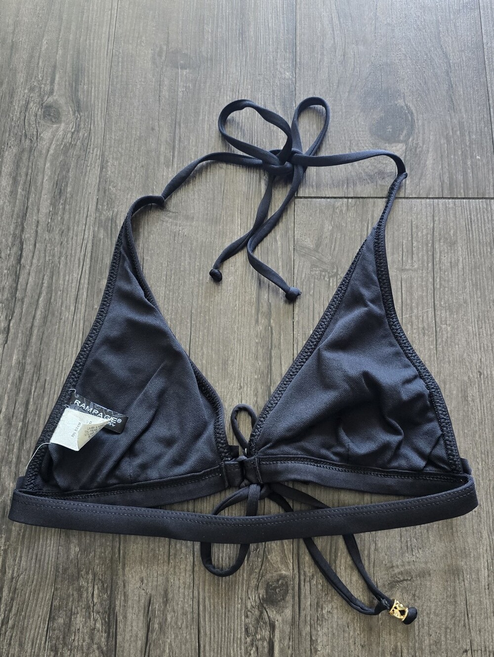 Rampage Ruffle Black Triangle Bikini Top - Picture 3 of 5
